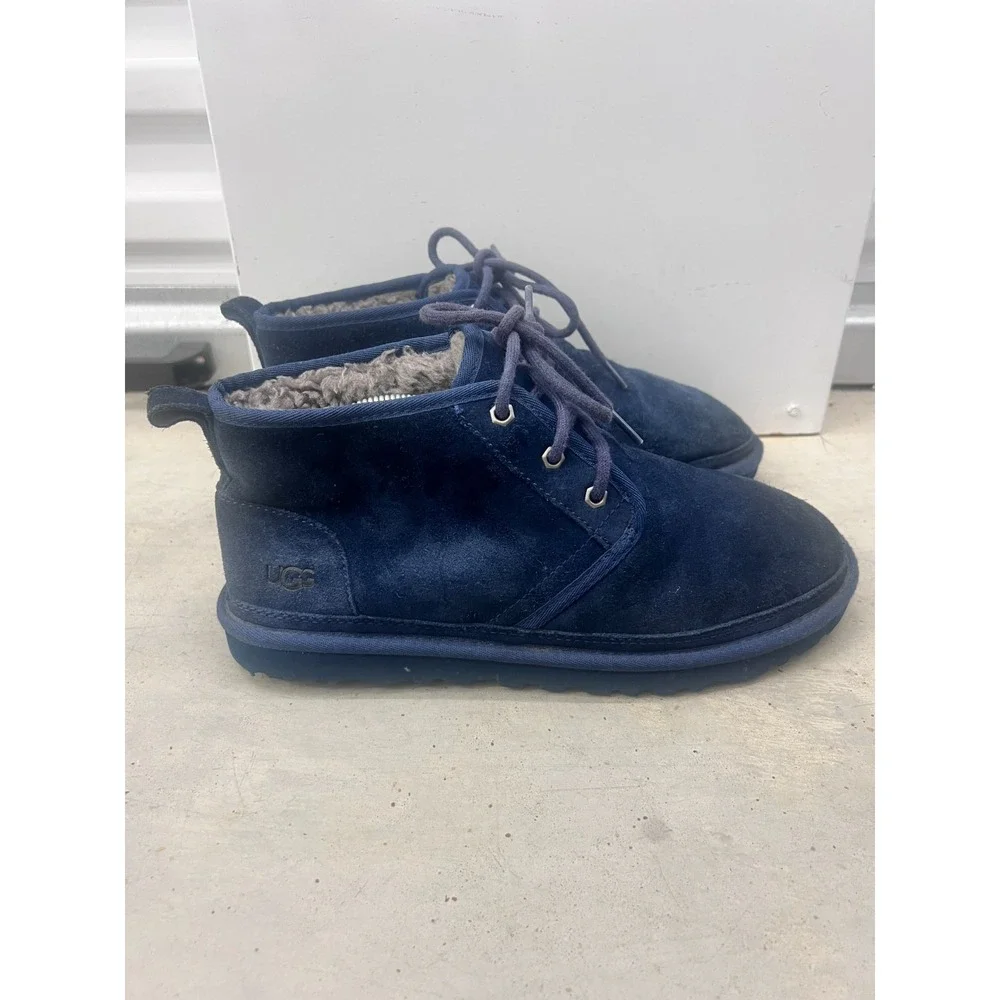 UGG Neumel Winter Boot Mens US 10 Navy Blue Suede Comfort Round Toe Casual Ankle